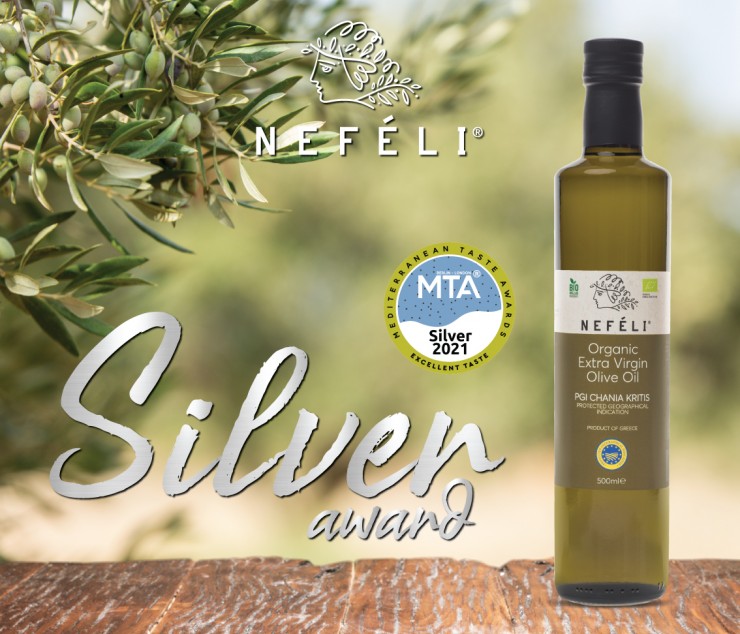 Silver award at the MTA 2021 for the Nefeli Organic Extra Virgin Olive Oil