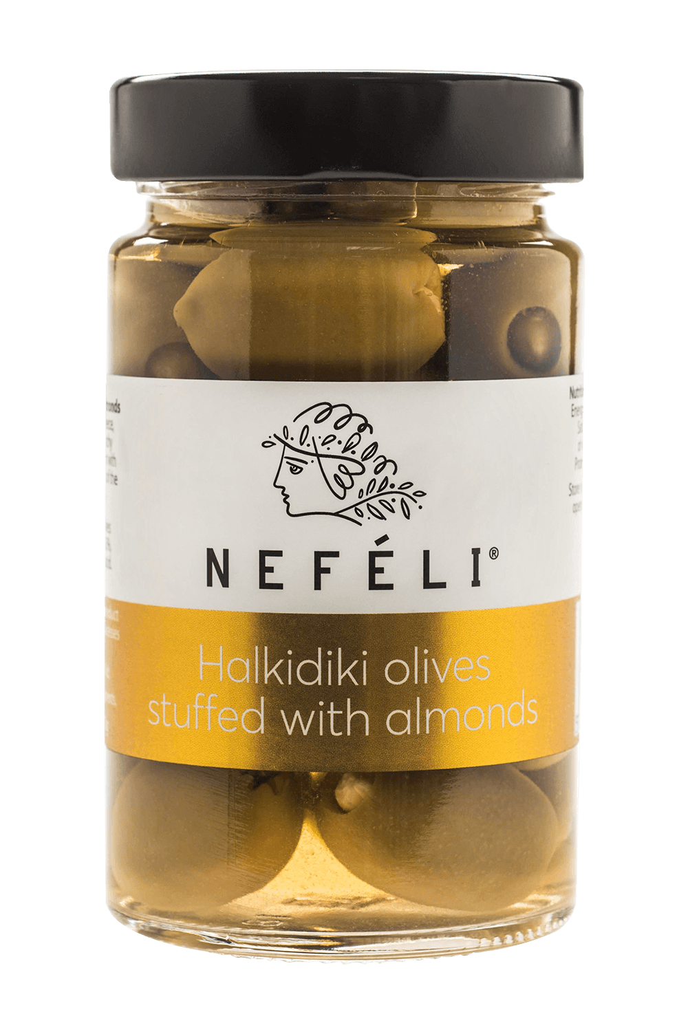Halkidiki green olives stuffed with peeled almonds