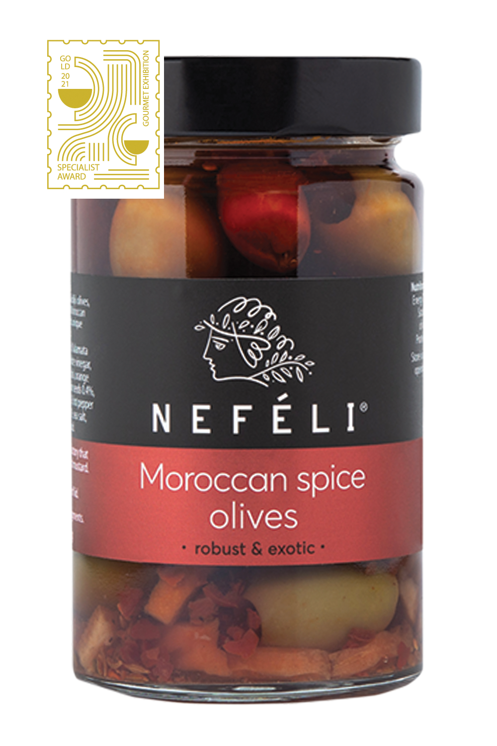 Kalamata and Halkidiki olives with spices and herbs
