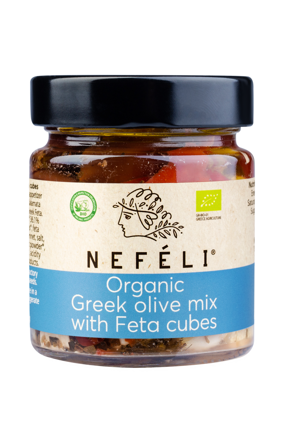 Organic mix with Kalamata olives and Halkidiki olives and organic PDO Feta cheese